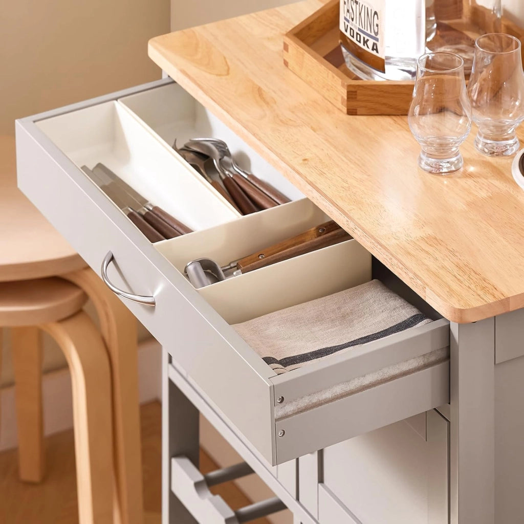 Mobile Cucina Salvaspazio con Ruote Carrello Cucina con Cassetti e Portabottiglie, Mobiletto Credenza credenza cucina per Cucina o Sala da Pranzo, Colore Cachi, 67x38x87cm FKW45-KA