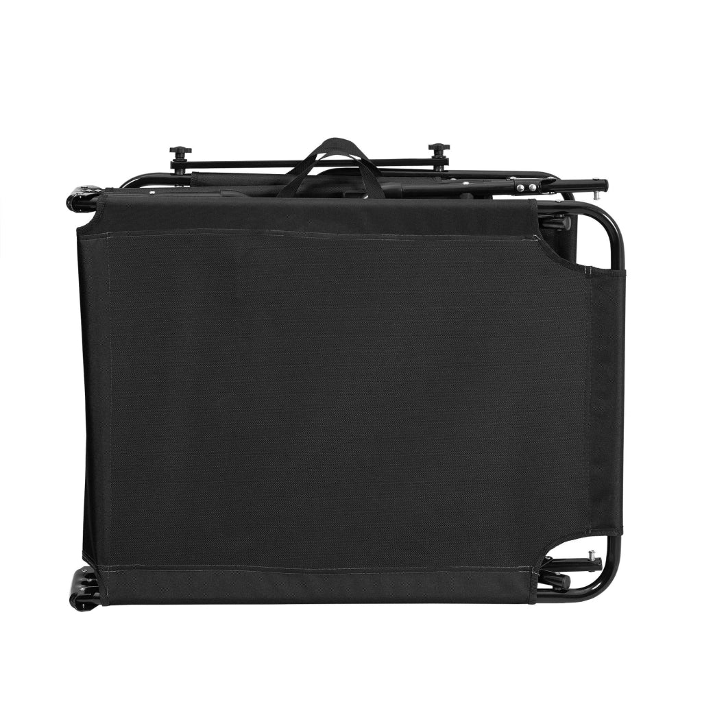 Lettino prendisole pieghevole con parasole acciaio PVC poliestere 187 cm nero 03_0000990