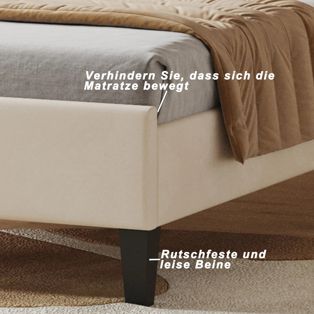 Letto per bambini di 90x200 cm imbottito in testiera beige con struttura a lamelle a forma di fiore ideale per adolescenti e camere degli ospiti
