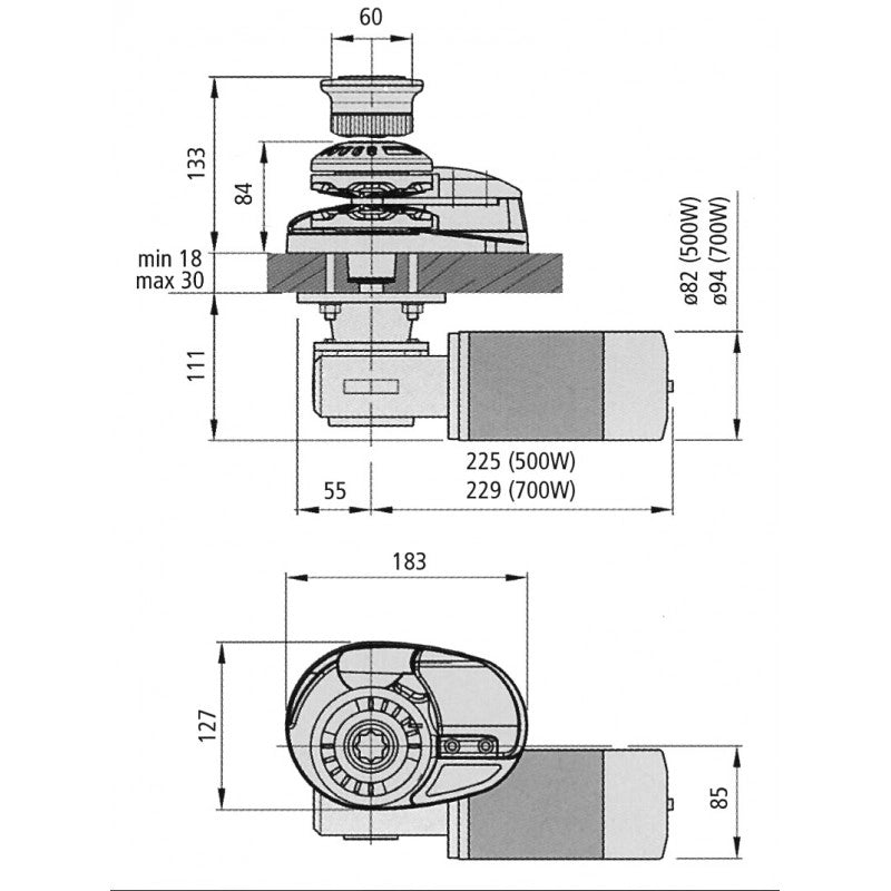 X1 500W 12V. BASSO PROFILO mm. 6 X1 800W 12V - LOW PROFILE WINDLASS - GYPSY MM 6