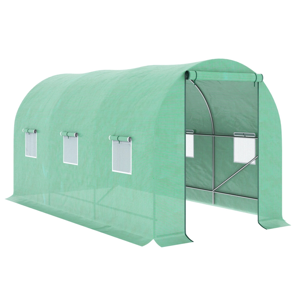 Serra Tunnel per Giardino con Finestre a Rete e Porta a Zip ¨C Zephmum ¨C Verde 4x2x2 m
