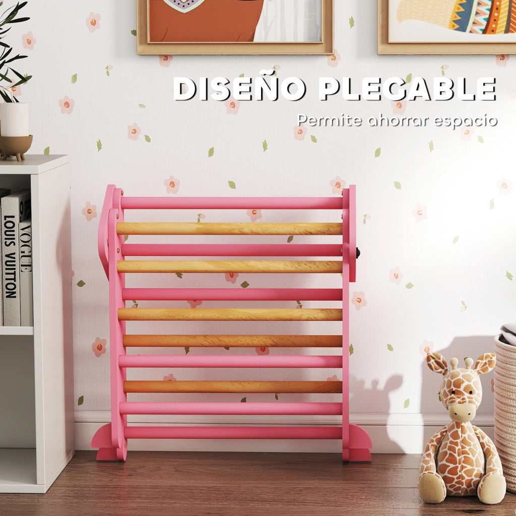 Triangolo di arrampicata Montessori con arco e rampa ¨C zephmum ¨C rosa 188x70 cm