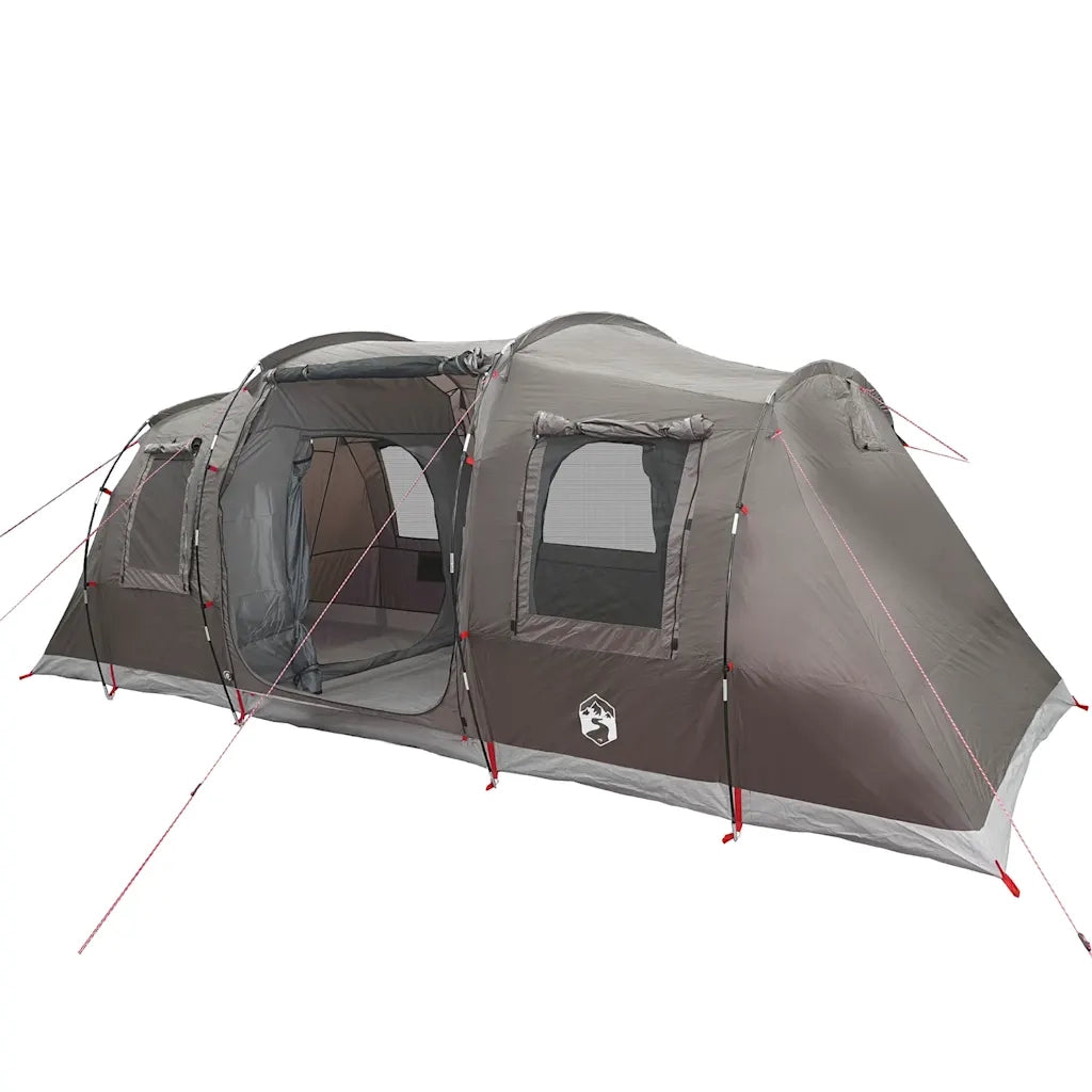 Tenda da Campeggio a Tunnel per 4 Persone-Tenda per Escursionismo Marrone Impermeabile