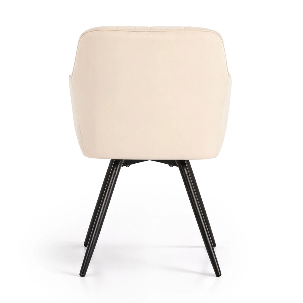 Set di 2 Sedie girevoli in velluto con cuciture TURNO Beige gambe nere