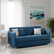 Cecina, Divano Letto 3 Posti Sfoderabile Made in Italy, 200x95 cm blu
