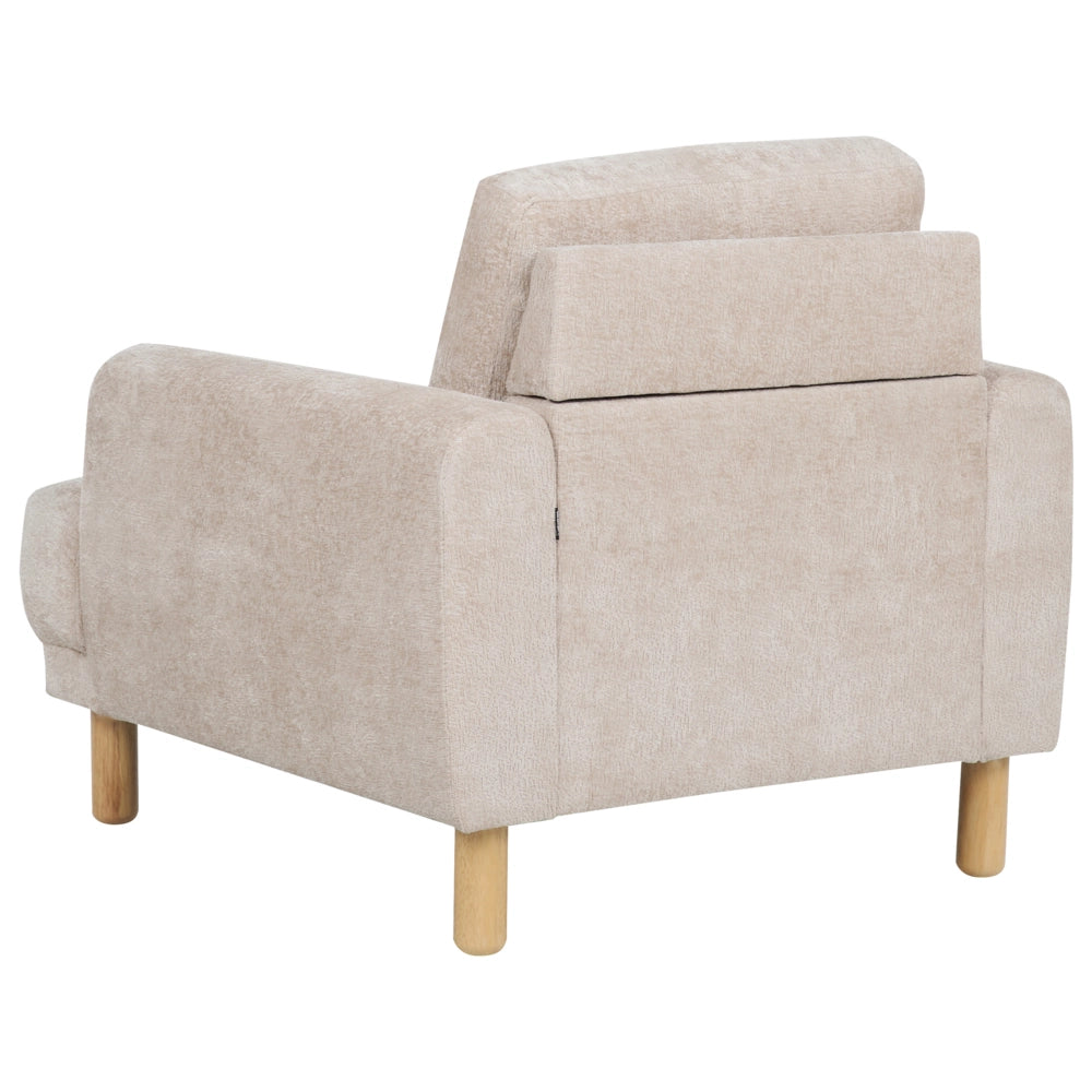 Poltrona retrò con rivestimento in poliestere gambe in legno spessa seduta in bouclé beige soggiorno moderno e minimalista