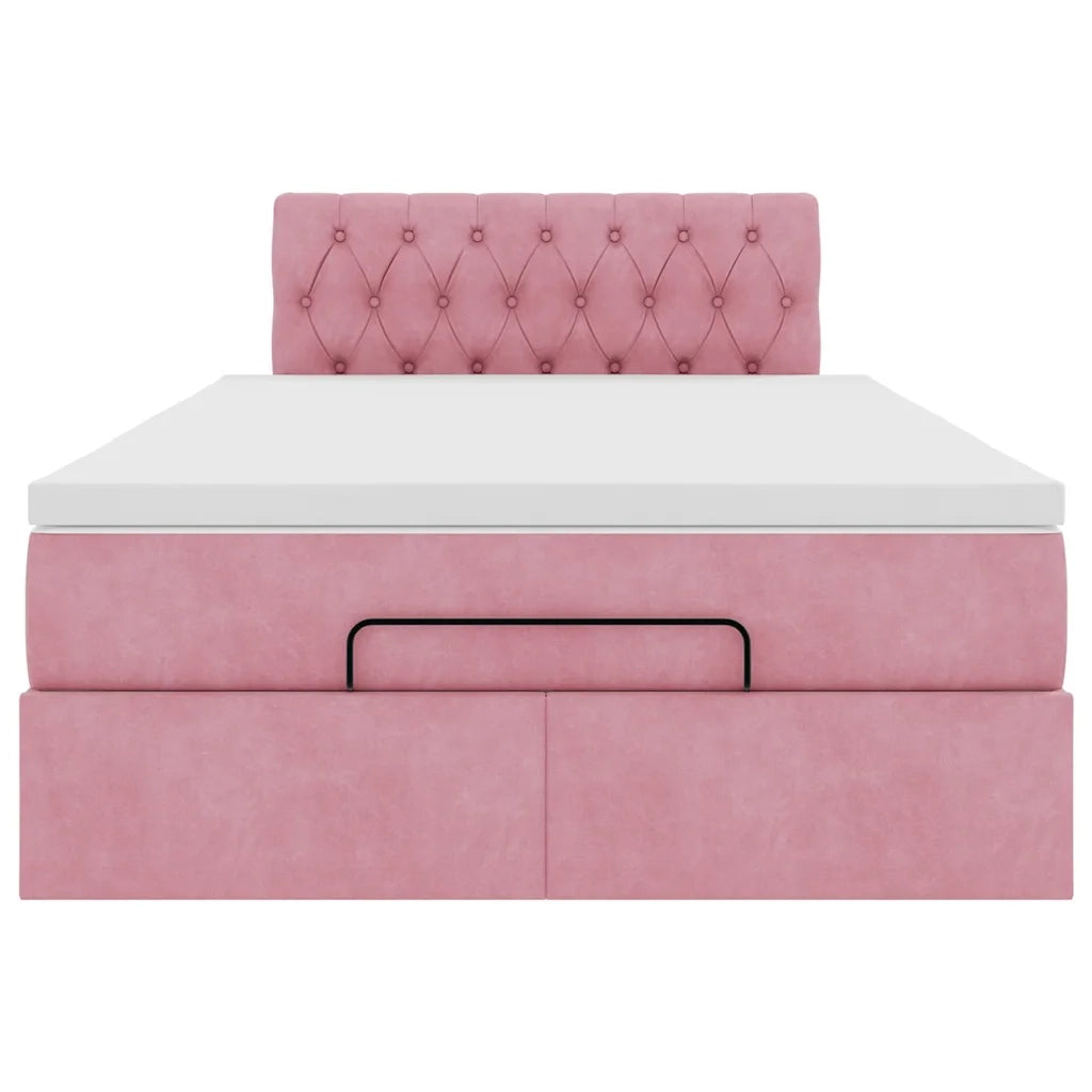 Pouf Letto con Materasso e LED Rosa 120x190cm in Velluto 3312685