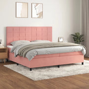 Giroletto a Molle con Materasso Rosa 200x200 cm in Velluto 3143048