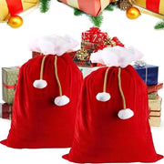 Set di Borse di Natale da 2, Regali per Natale - Rosso e Bianco - Borsa di Natale con Corda e Piumoni - Borsa da Riempire - Dimensioni 70 x 50 cm