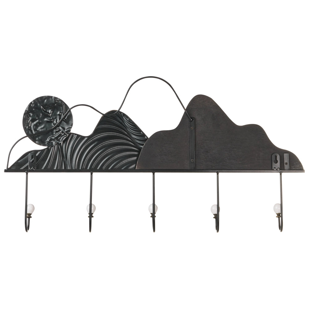 Appendiabiti a muro in ferro nero per giacche industriale moderno pezzo decorativo d'accento Accessori per corridoi