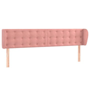 Testiera | Testata ad Orecchio Rosa 203x23x78/88 cm in Velluto