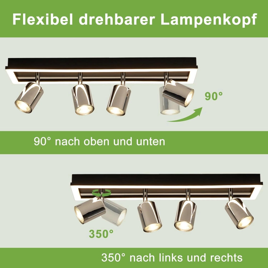 ZMH Faretto da soffitto a LED 4 luci GU10 18W plafoniera 52CM per ufficio soggiorno