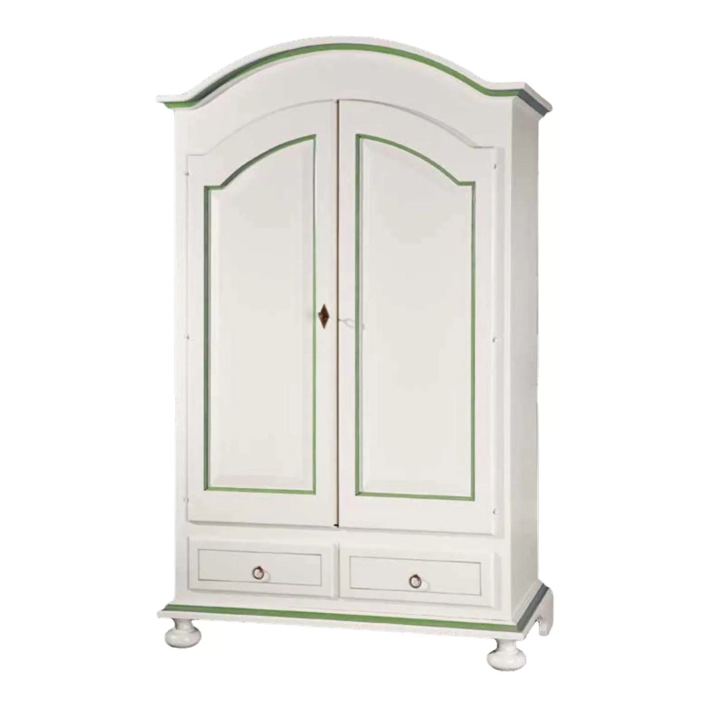 Armadio 2 ante legno shabby bianco e verde salvia 125x61x200 - Mobili 2G