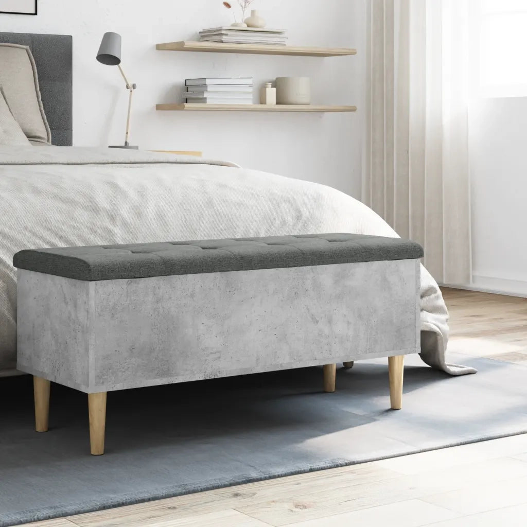 Panca Portaoggetti Grigio Cemento 102x42x46cm Legno Multistrato 835085