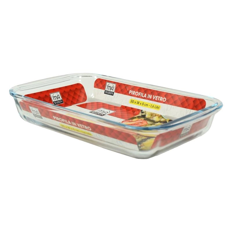 MA MAISON BAKER PIROFILA IN VETRO RETTANGOLARE 30X18X5 CM CAPIENZA 1,6 LITRI