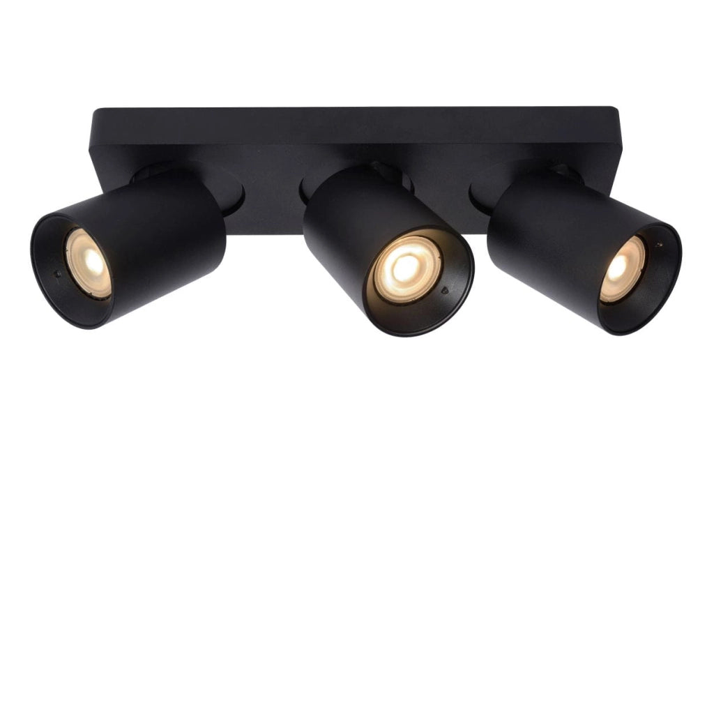 Lucide Nigel plafoniera 3 luci GU10 nera 2200K LED