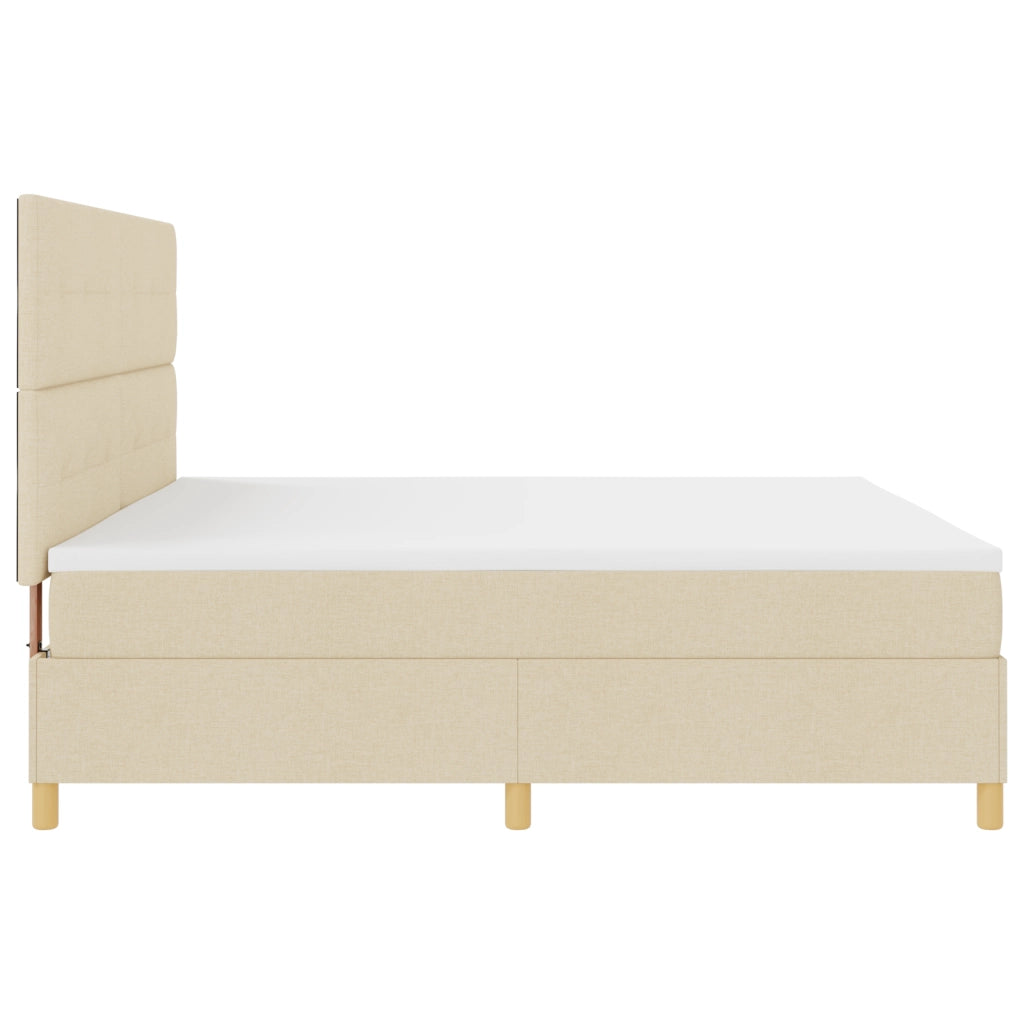 Letto Box Spring con Materasso e LED Crema 200x200 cm Tessuto