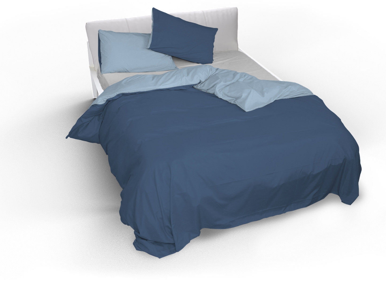 Copripiumino Singolo con Sacco e Federe Doubleface Avio/Azzurro