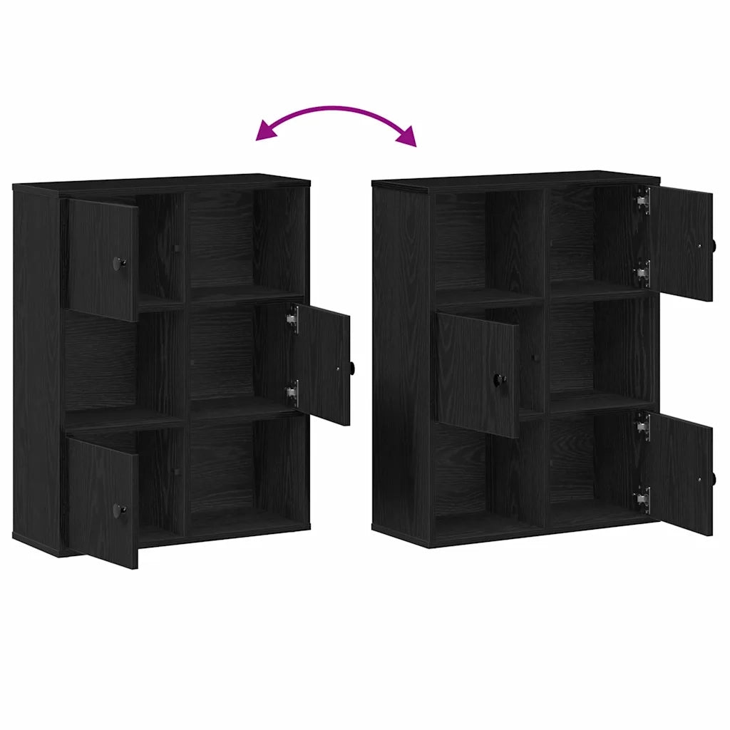 Libreria-Scaffale per Libri-Mobile di Stoccaggio Rovere Nero 60x24x76,5 cm in Legno Multistrato