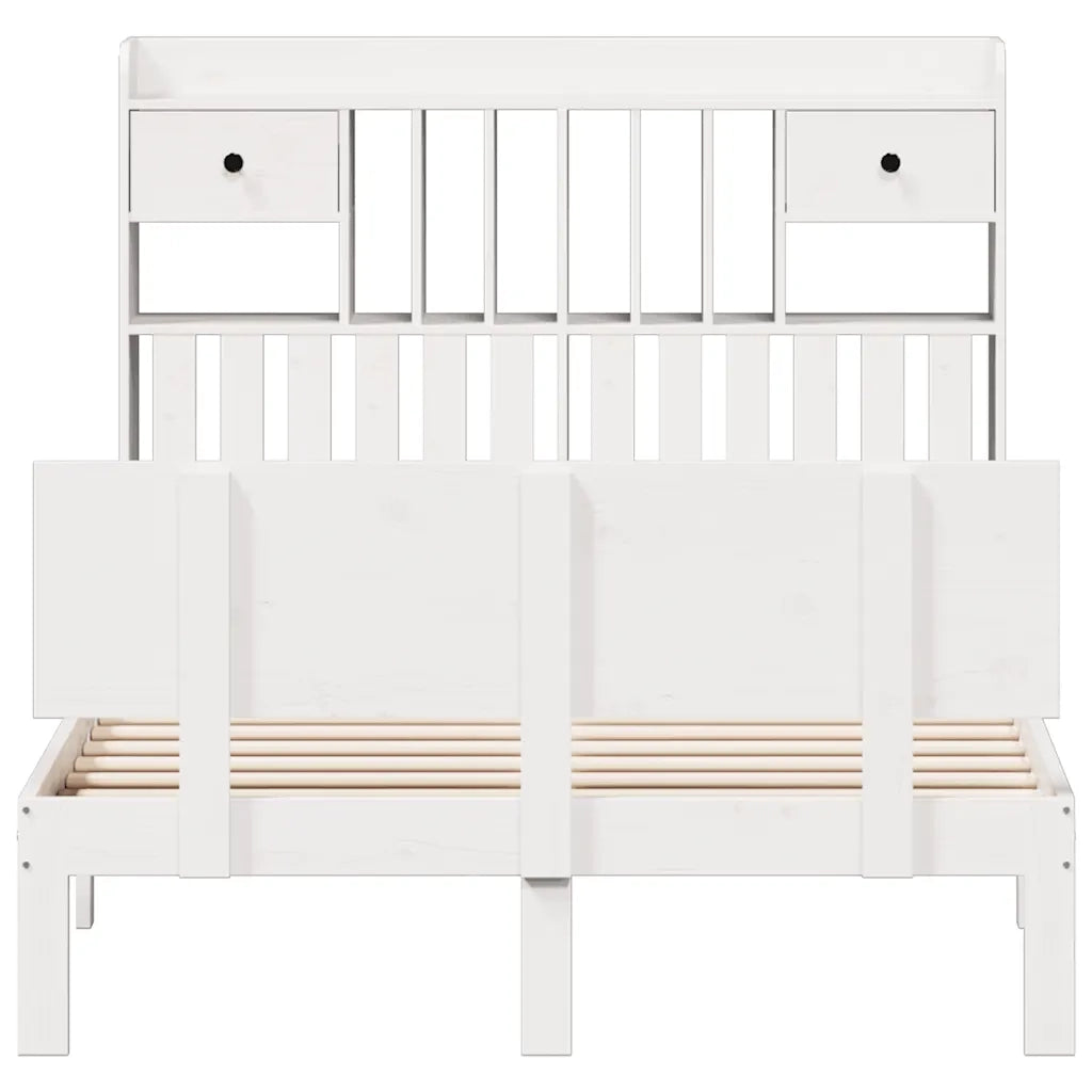 Letto Libreria senza Materasso Bianco 135x190 cm Legno di Pino 3322683