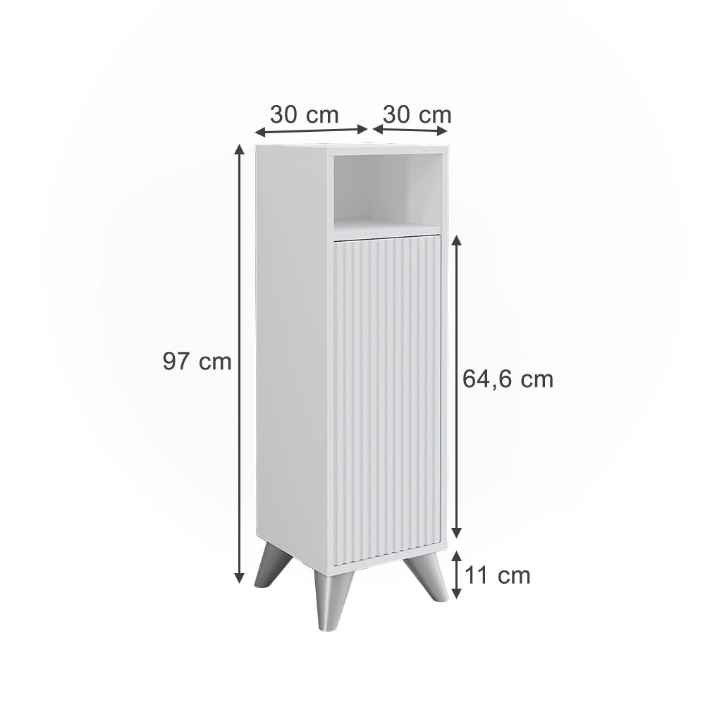 Vicco mobiletto bagno Bianco 30 x 97 cm con porta