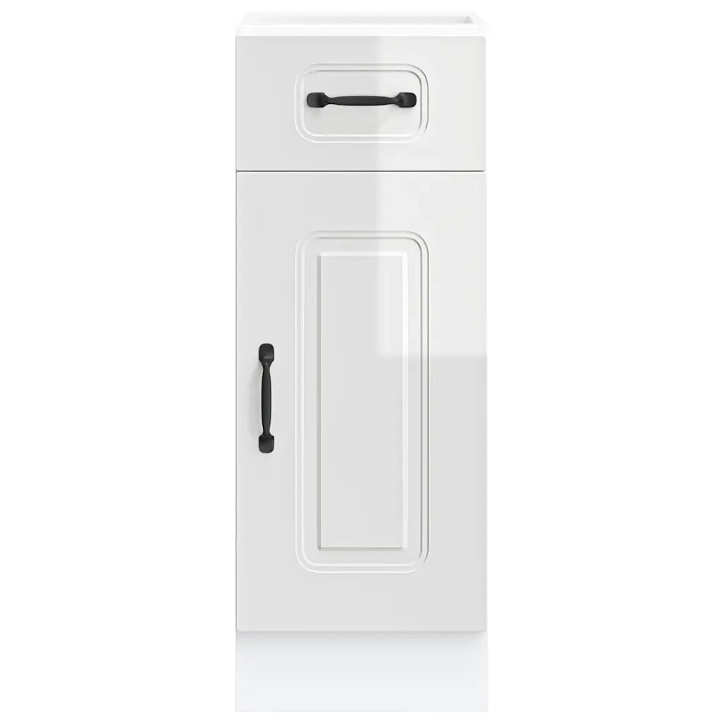 Mobile da cucina moderno con ampio spazio contenitivo 30 x 46 x 81,5 cm piedini regolabili legno composito bianco lucido 02_0049882