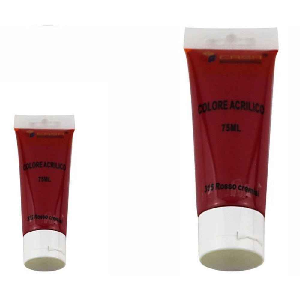 Trade Shop - Set 6pz Pittura Acrilica Vernice Confezione Colore Rosso Cremisi Tubo 75ml 07501 -