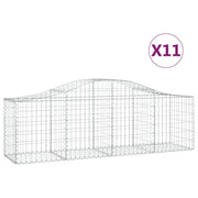 Cestini gabbioni recinzione a gabbia muro di contenimento ad arco 11 pezzi 200 x 50 x 60/80 cm ferro zincato argento 02_0040335