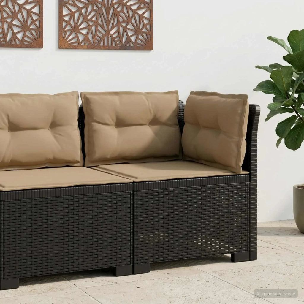Divano da Giardino a 1 Posto con Cuscini Aspetto Rattan PP 8011834