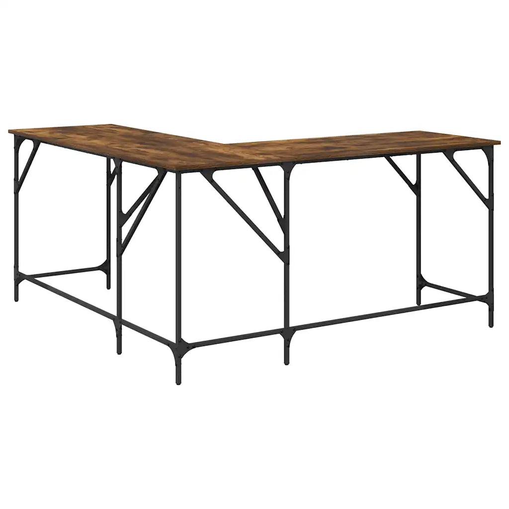 Scrivania Rovere Fumo 149x149x75 cm in Legno Multistrato 837584