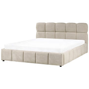 Letto matrimoniale imbottito con struttura a molle a sollevamento trapuntata 180 x 200 tortora con contenitore a molle sollevabile