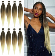 Capelli Vlechta preallungati per Twist Professionali, Permessi con Acqua Calda, Capelli Sintetici per Yaki e Braid (8 Pacchi, 26 Pollici, T1B-27-613)