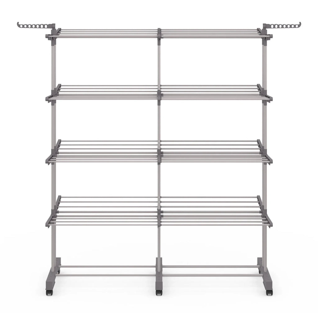 IDMarket - Asciugabiancheria verticale pieghevole e allungabile 4 livelli MAXI capacità 50M acciaio inox e grigio