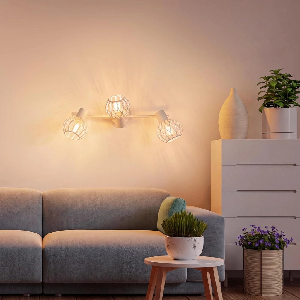 ZMH Faretto da Soffitto 3 Luci Bianco E14 Metall Orientabile 350¡ã per Cucina Soggiorno Corridoio Senza Lampadina