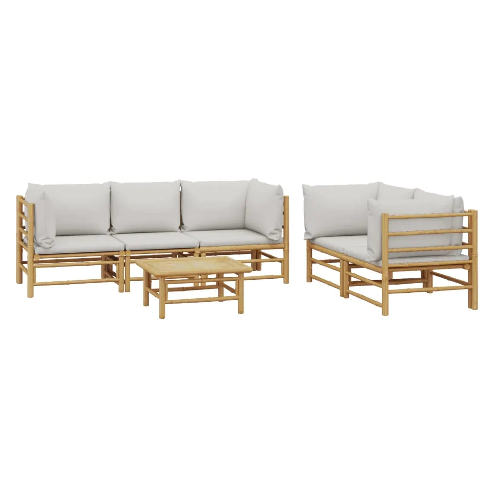Set Salotto da Giardino 6pz con Cuscini Grigio Chiaro Bambù 3155090