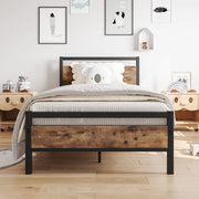 Letto in metallo e legno con doghe e contenitore, 90x200 cm