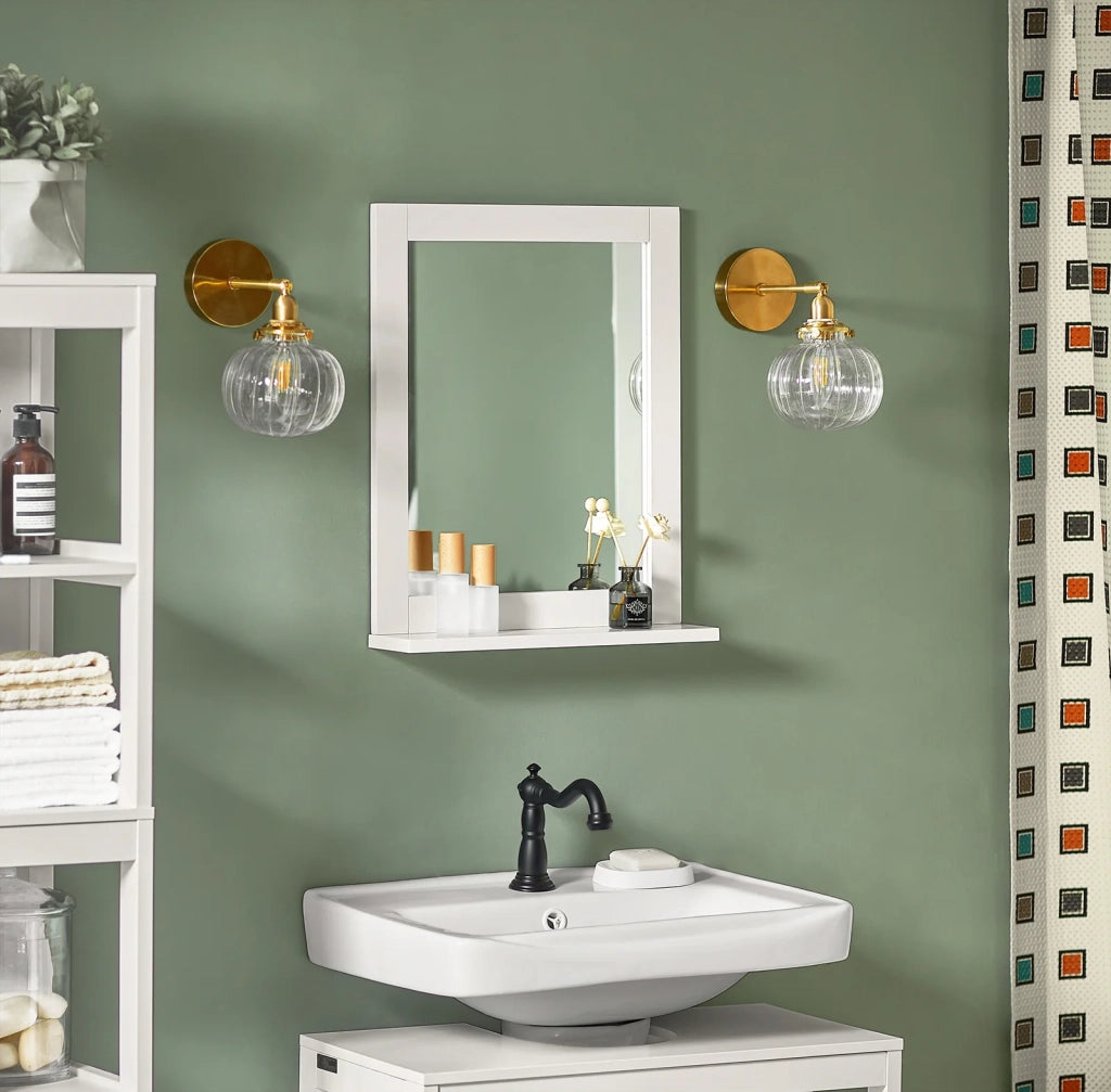 Specchio Bagno Specchio Da Parete Mensola Bagno Bianco A Muro Bianco FRG129-W