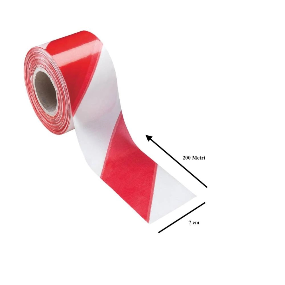 Nastro Segnaletico Bianco e Rosso in PVC 7 cm per 200 Metri con dispenser Conf. 24 pezzi