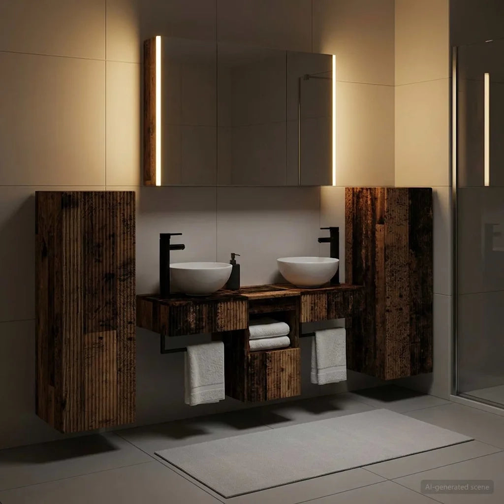 Set di mobili per il bagno 6 pcs Legno antico 3407125