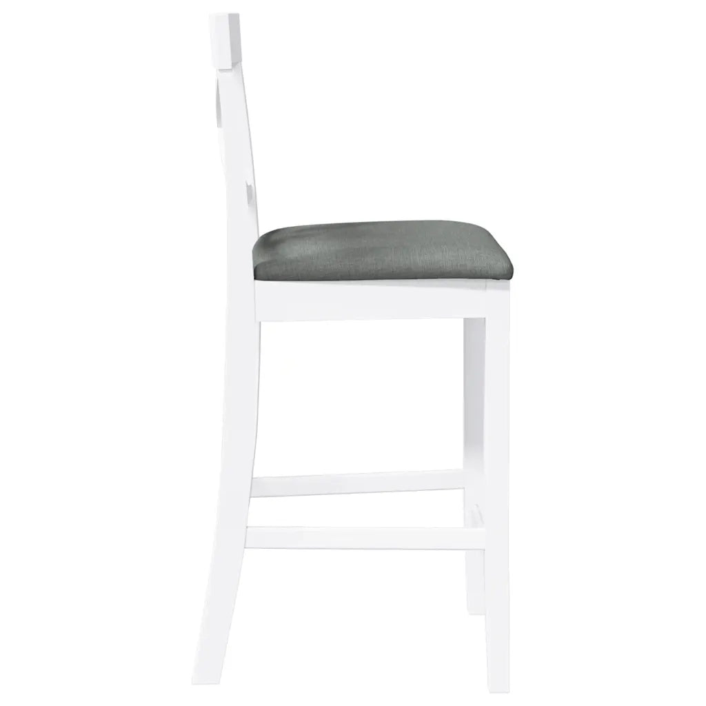 Sgabelli da Bar con Cuscini 2 pz Bianco Legno Massello di Hevea 4102551