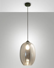 Infinity Lampada a Sospensione in Vetro Soffiato Fumé e Metallo, Attacco E27, Design Elegante e Moderno, Ideale per Illuminazione d'Interni