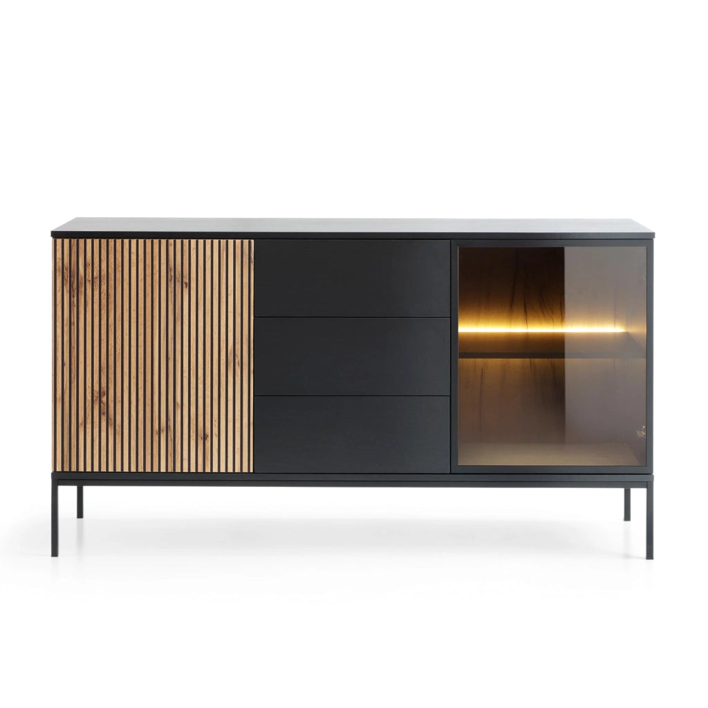 Komodee Cassettiera Laval KSZ154 Rovere Wotan/Nero 154x83x39 cm