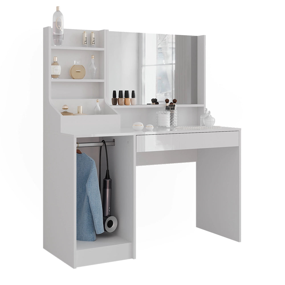 Vicco Tavolo da toeletta Bianco/bianco lucido 119.8 cm 3 parti