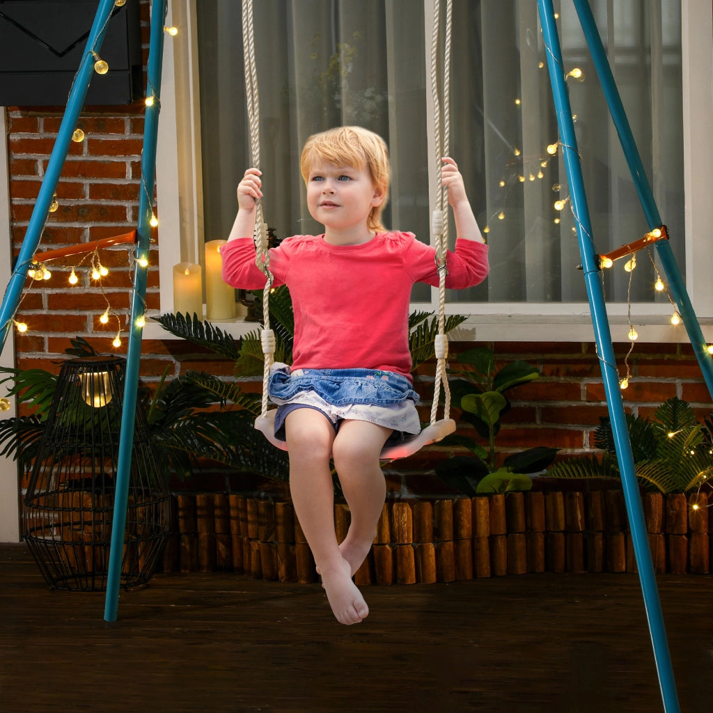 Altalena per Bambini ¨C Zephmum ¨C Bianco con Luci LED, 39x16.5x120-180 cm