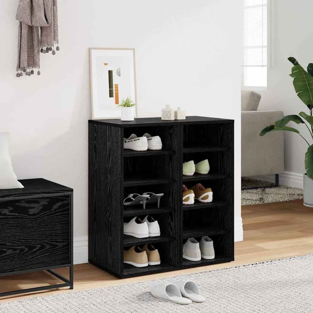 Mobile per scarpe 2 pcs Rovere Nero 32 x 35 x 70 cm 862687