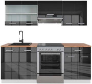Cucina componibile R-Line, Antracite lucido/bianco, 200 cm, PL Rovere, adatto per l'espansione individuale con moduli aggiuntivi