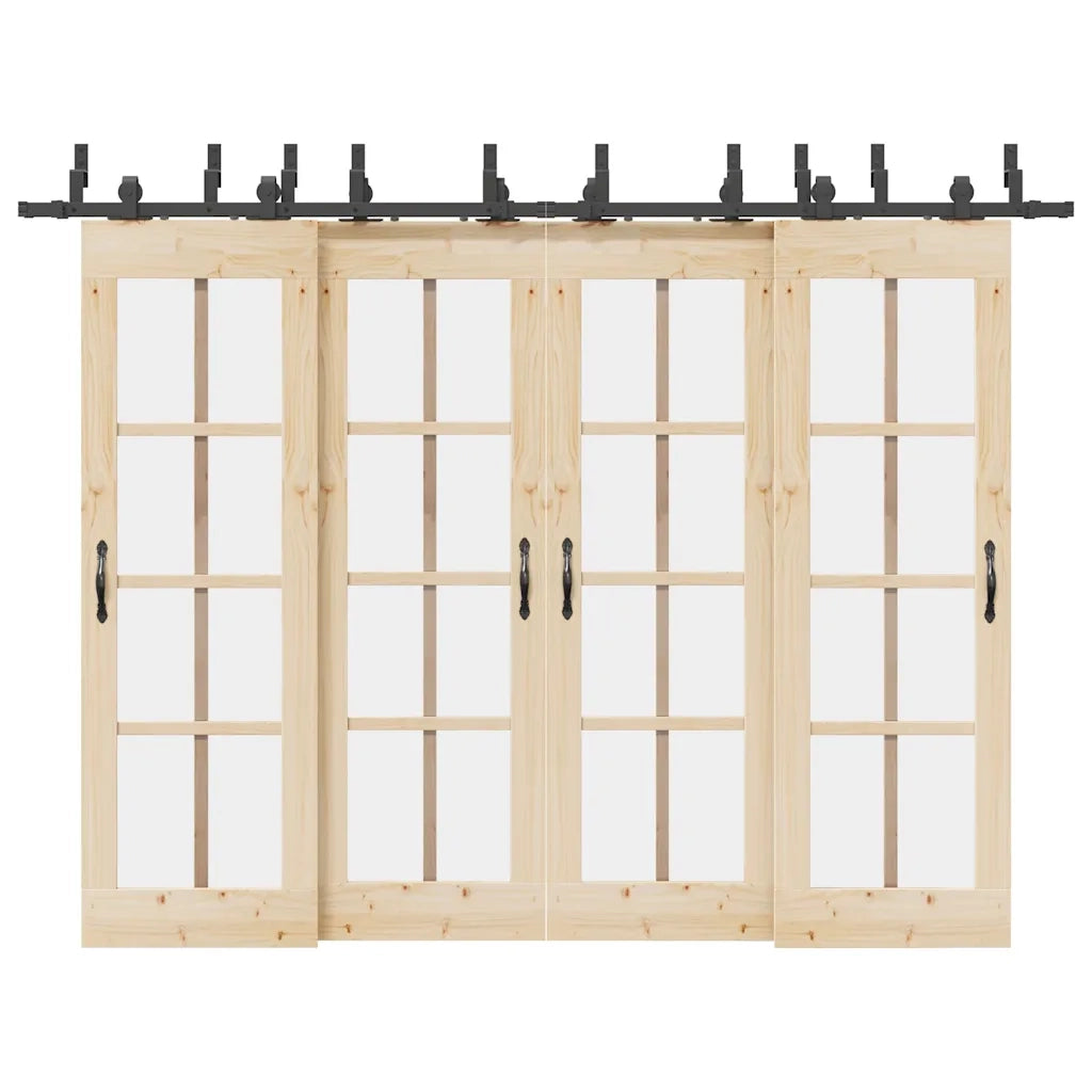 Kit di Binari per Porte Scorrevoli 305 cm Acciaio Nero 3295751