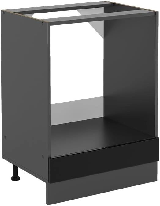 Mobile per forno da incasso R-Line, Nero lucido, 60 cm senza piano di lavoro, per la libera combinazione all'interno di sistemi cucina modulari