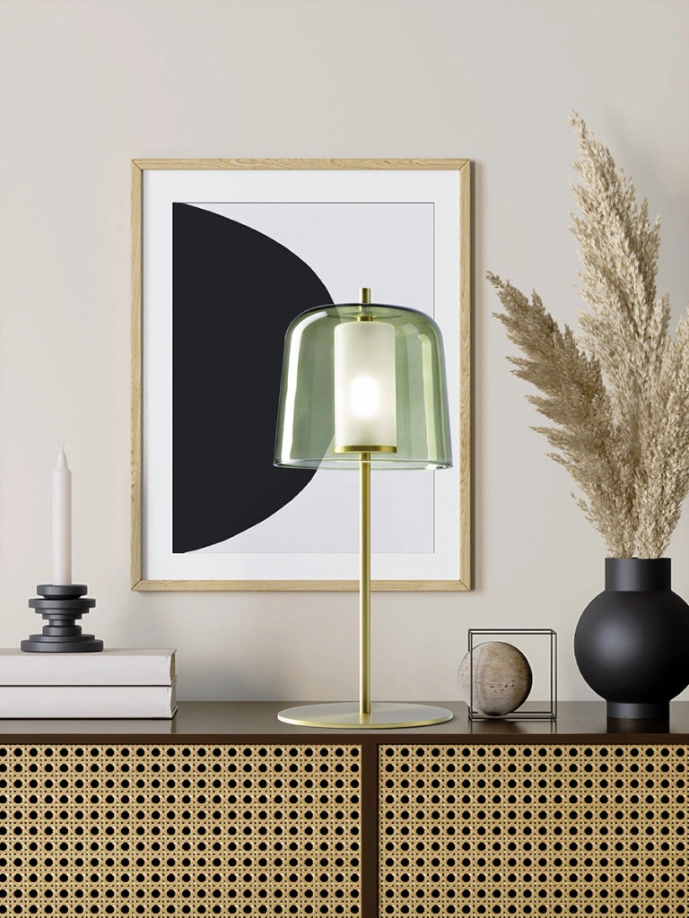 FRIDA LAMPADA DA TAVOLO VERDE  MONTATURA ORO SPAZZOLATO ATTACCO G9  H.50CM