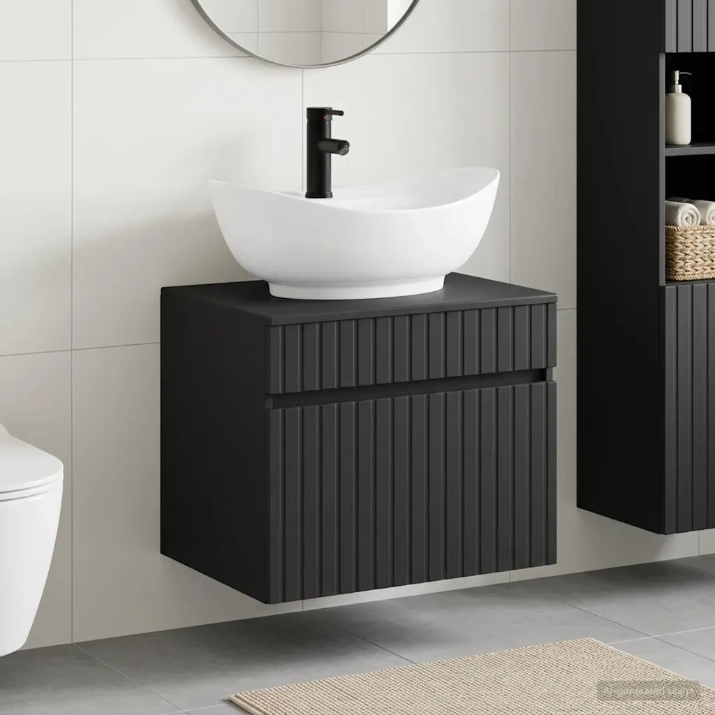 Set di mobili per il bagno Nero Legno ingegnerizzato 3404311